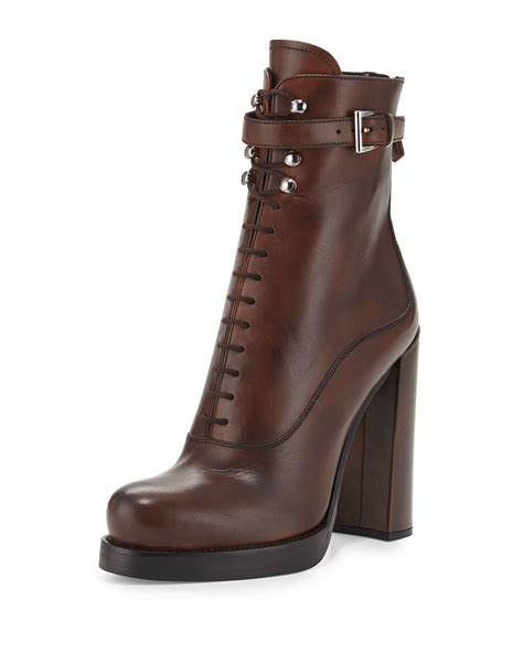 prada brown leather boots|nylon prada boots women.